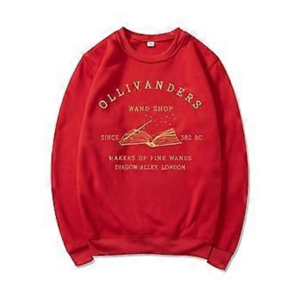 Wizard Book Shop Sweatshirt HP Sweater Magiske Troldmands Hættetrøjer Kvinder Langærmet Sweatshirts Bog Nerd Pullover Fans Gave Hættetrøje (S rød)