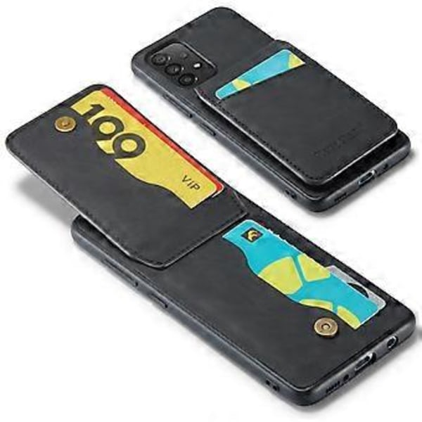 FIERRE SHANN Samsung Galaxy A23 4G/A23 5G (Globaali versio) korttipaikallinen puhelinkotelo - Musta (Musta)