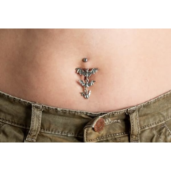 Pierced Owl Gothic Triple Vampire Bat Dangling Belly Button Ring
