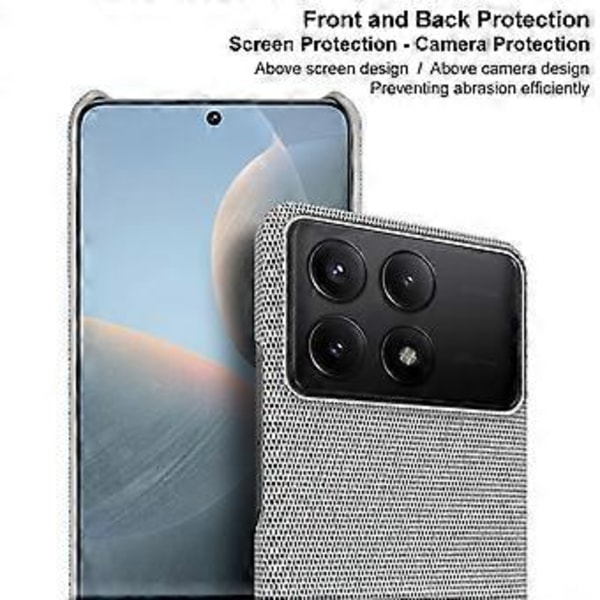IMAK Ruiyi-serien för Xiaomi Redmi K70E 5G/Poco X6 Pro 5G Skal Tygtextur Läder+PC Telefonbaksida (Ljusgrå)