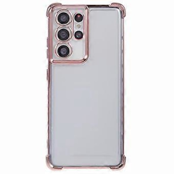 Samsung Galaxy S21 Ultra 5G Kirkas TPU-takakuori Puhelinkotelo Galvanoidulla Sydänkuviolla (Tyyli E)