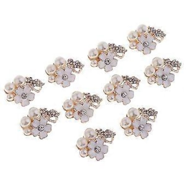 10x Flatback Pärlblomma Strassknapp Scrapbooking Korttillverkning