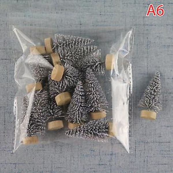 12 kpl Mini Joulukuusi Joulupukki Lumi Koriste DIY Pakkasmaailma Uusivuosi (A6)