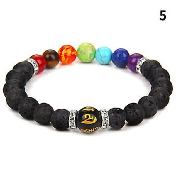 Naturlig Tigerøye Steins Armbånd Elastisk Hematitt Energi Unisex Smykker (Mønster 5)