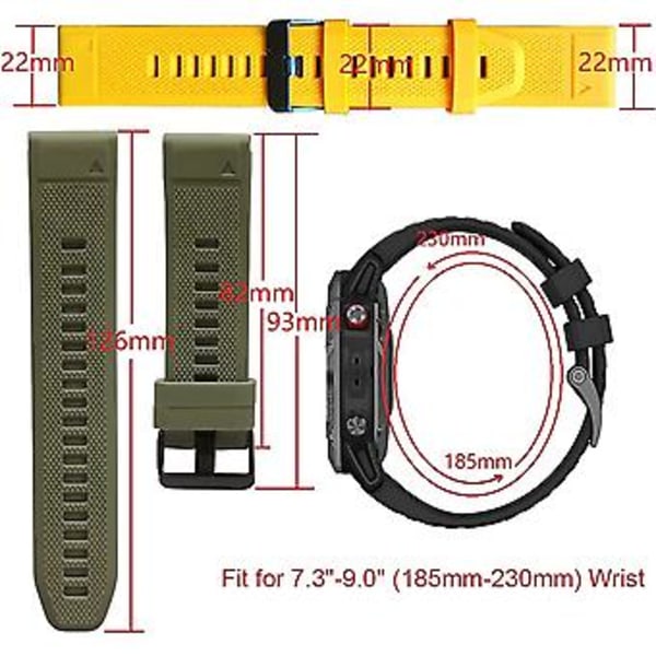 22mm Hurtigmontering Urrem - Silikon Sport Armbånd Til Garmin Fenix Og Forerunner Ure