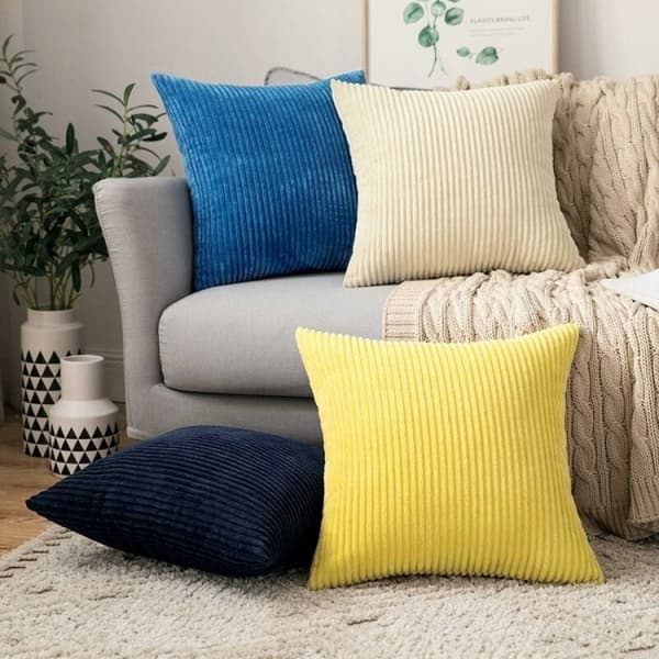 Sæt med 2 45x45cm Beige Dekorative Fløjls Pudebetræk Sofa Sof