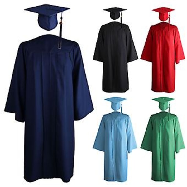 Fianao Mortarboard-sett med ensfarget farge, hette og dusk til eksamen - Unisex akademisk hette for voksne (57 marineblå)