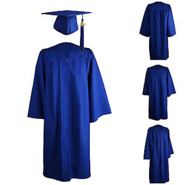 Fianao Examenmössa Examensplagg Enfärgad Dragkedja Unisex Matt Löst Passform Bachelormössa Robe för Vuxen (2XL Blå)
