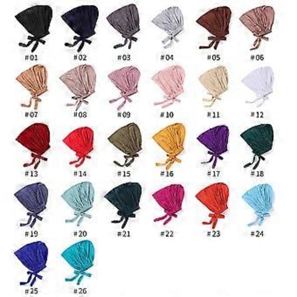 Damernas Hijab-mössor Underscarf Turbanmössor Knuten Bonnet Elastisk Sovande Hår Huvudband Mjuka Beanie Sovmössor (22 Lila Röd)
