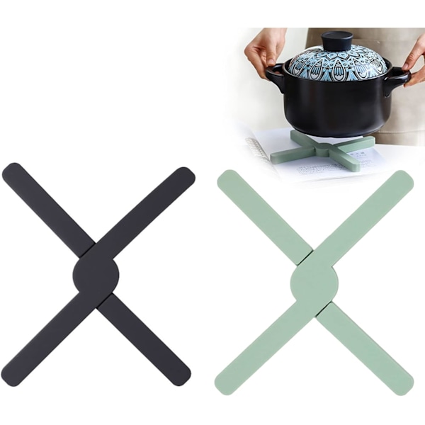 2-pack Silikon Korsformad Varmrättstripod, Vikbar Halksäker H