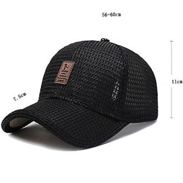 Mænd Kvinder Mesh Baseball Cap Sommer Udendørs Vandreture Sport Golf Trucker Solhatte (Sort)