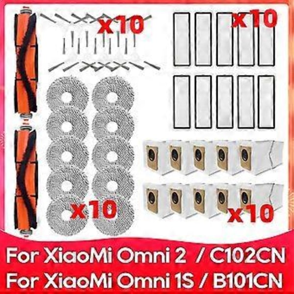 For Xiaomi Mijia Omni 2, C102CN, B101CN, B116, X10+, X20+ Rulle Sidebørste Filter Mopp Støvpose Erstatning