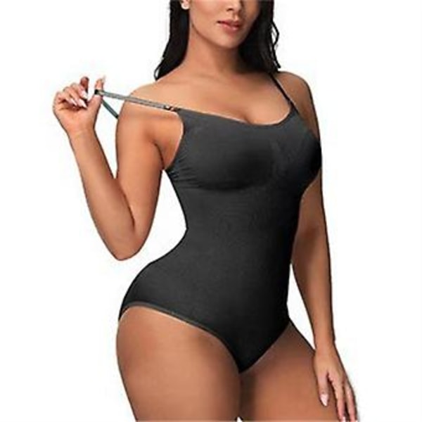 Helkroppsshapewear Sömlös En-delad Kroppsshapare Mage Höft Shapewear Underkläder (2XL Svart)