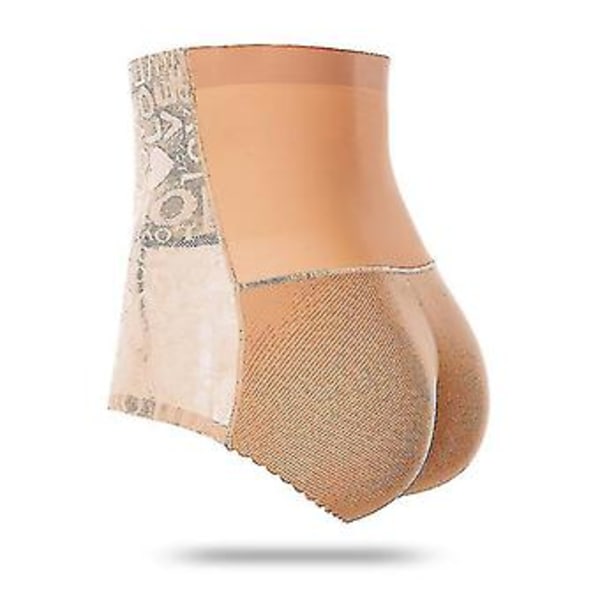 Kvinnor Vadderade Push Up Trosor Butt Lifter Shaper Falsk Rumpa (S Hög midja 389beige)