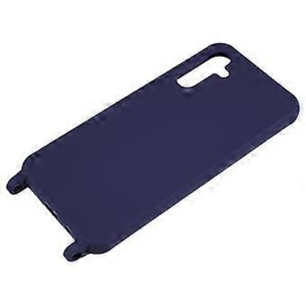 Til Samsung Galaxy A05s 4G Bagcover Mat TPU Etui med Lang Snøre - Mørkeblå (Mørkeblå)