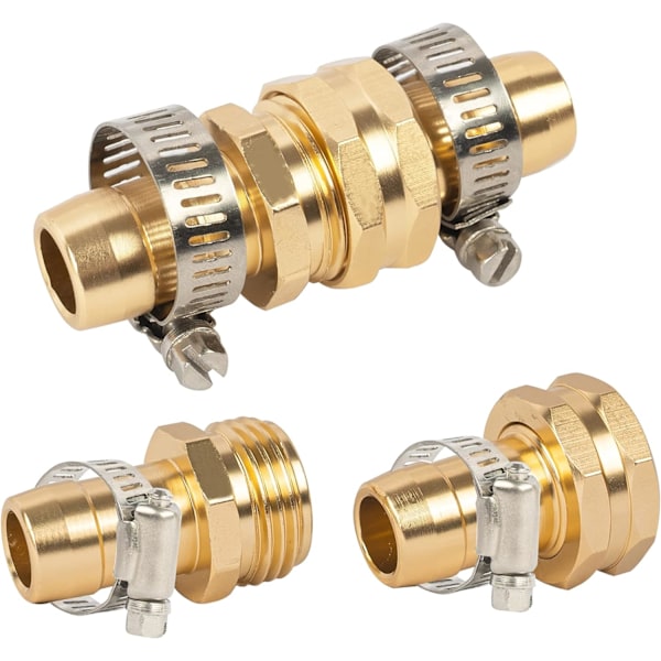 Puutarhaletkun korjausliitin puristimilla, sopii 3/4\" tai 5/8\" puutarhaletkuliittimille, 4 kpl
