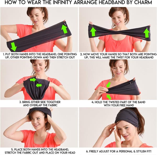 Sort Elastisk Bandana Japansk Pandebånd - Kvinder Langt Hår Hea