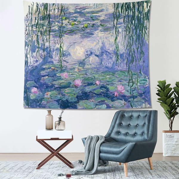 Gobeläng för sovrum Monet Gobeläng Vattenliljor Blommor Väggtapet