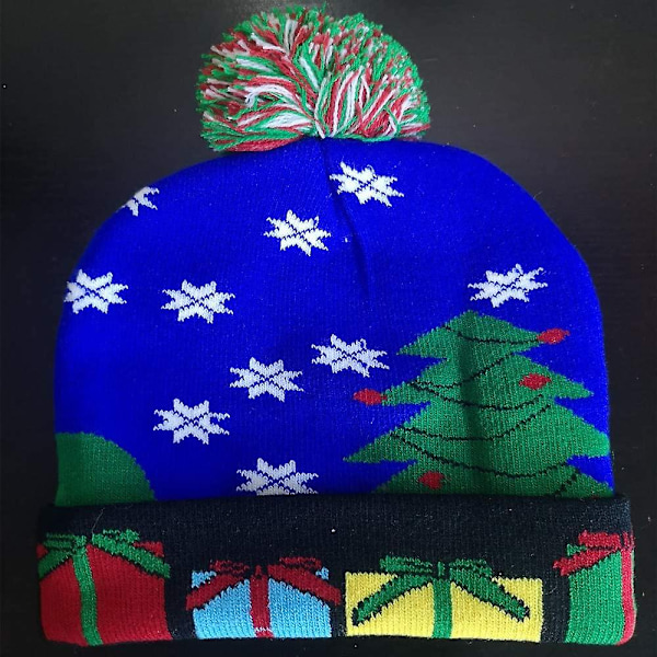 Katea Unisex 6 Färgglada LED Ljus-Up Fula Tröja Julhatt Stickad Xm