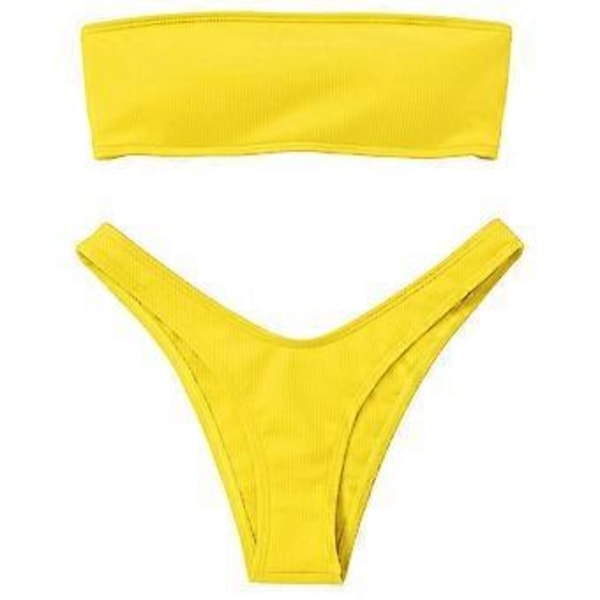 Naisten rantabikinisetit, muodikas yksivärinen seksikäs ontto avoselkäinen bikini uimapuku jaettu uimapuku kesä Push up (style77)