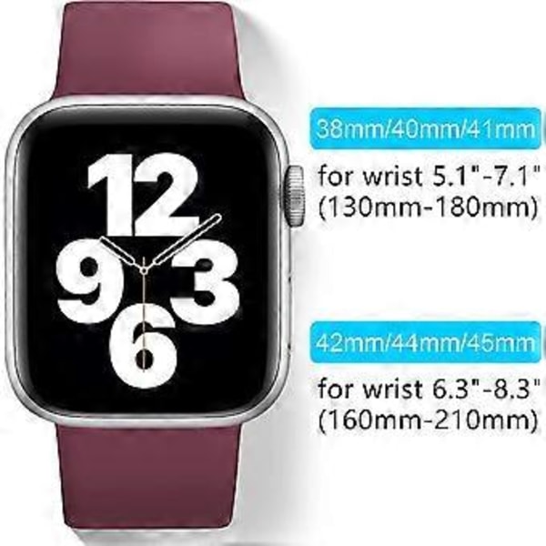 [6-pak] Kompatibel med Apple Watch Remme 45mm 44mm 42mm 41mm 40mm 38mm, Blød Silikon Sport Armbånd Udskiftningsrem Kompatibel med iWatch Seri