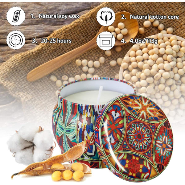 6-pack doftljus presentset, naturliga sojavax aromaterapi kvinnor
