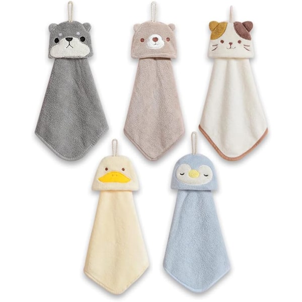 5-pack handdukar, badrumshanddukar, barnhanddukar djur, mik
