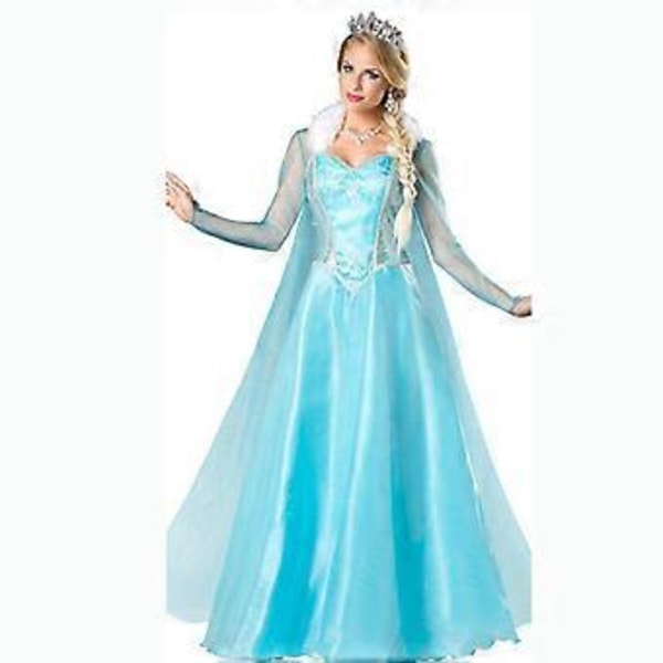 Vuxen Prinsessa Anna Elsa Kostym Jul Cos Maskeradkläder (M Elsa)