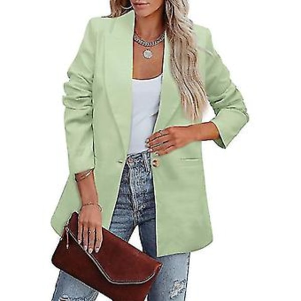 Dam Dubbelknäppt Kavaj Kontorsdam Lös Klassisk Kappa Kostymjacka Kvinnlig Chic Ytterkläder Outfits Dam Mode Kavaj (L ljusgrön)