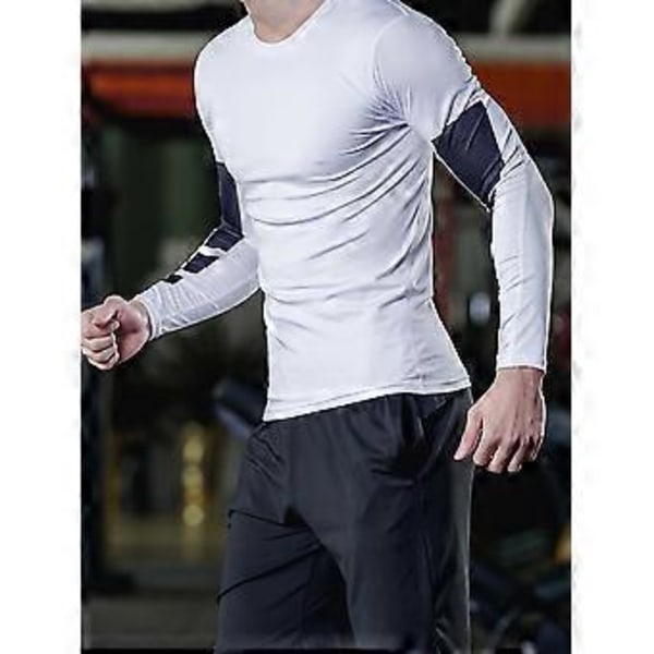 Sports fitness tights herre langærmet hurtigtørrende toppe løb basketball træning sport (XL)
