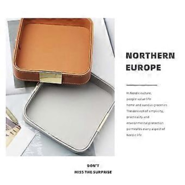 Læder Skrivebordsopbevaringsbakke Catchall Organizer Bakke til Entrébord til Opbevaring af Smykker Ur Telefon Pung Container A