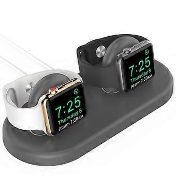 AHASTYLE PT116 til Apple Watch Dobbelt Position Opladningsstand Smart Watch Oplader Holder Base - Grå (Grå)