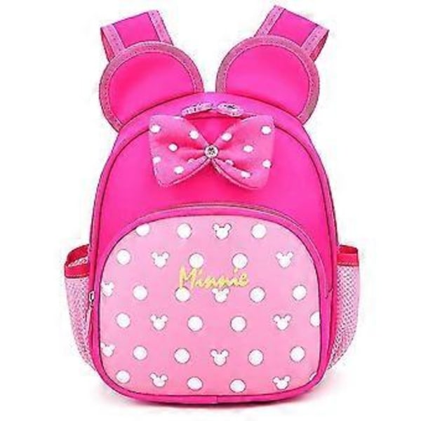 Disney Minnie Mouse 3D Rygsæk til Børn Småbørn Drenge Piger Sød Tegneserie Rygsæk Rejse Skoletaske Børnehave Bogtaske Rygsæk Gaver (Rose Rød)
