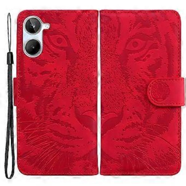For Realme 10 4G Telefon Lærveske Stativ Lommebok Tiger Mønster Trykt Telefondeksel (Stil D)