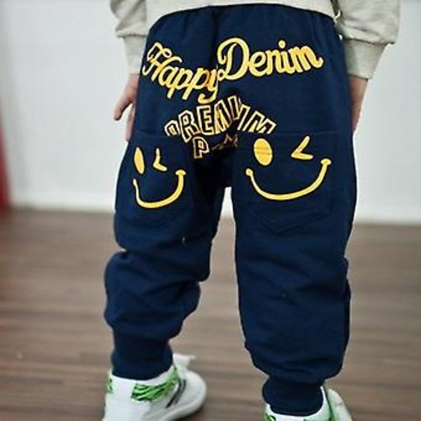 Barn Pojkar Casual Långa Byxor Tryckt Sweatpants Byxor (5-6 År Marinblå)