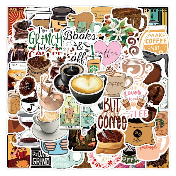 Stickers med kaffemotiv 100 stk MultiColor