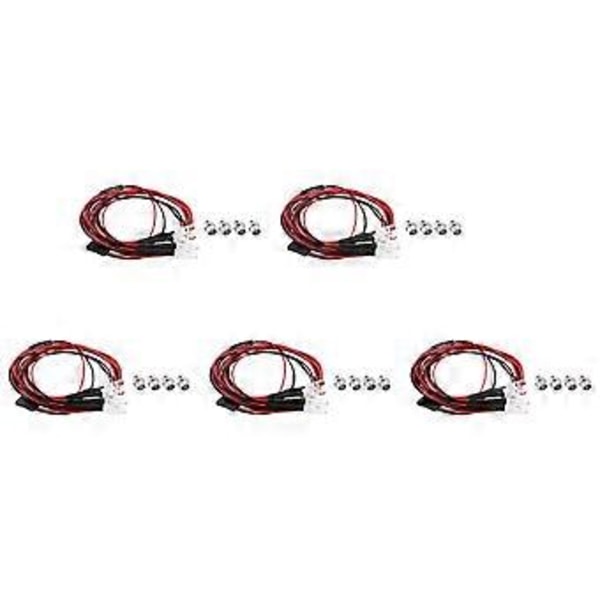 4 LED RC LED-ljuskit för 1/10 RC Bil Lastbil Crawler RC Modell Drift Bil Strålkastare Bakljus, 5mm, Vit