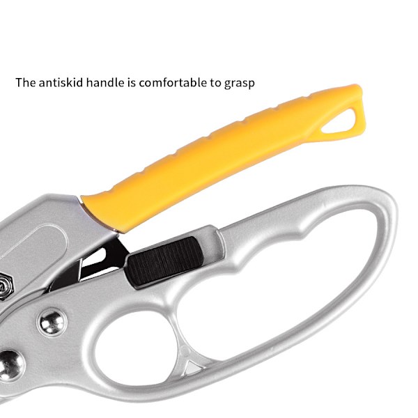 Hagesaks 20,5 cm, hagesaks med gummihåndtak for kutting av stilker og grener - 20 mm, gul