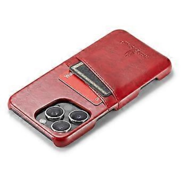 FIERRE SHANN Etui til iPhone 16 Pro Max Vokset PU Læder+PC Kortholder Telefon Cover (Style C)