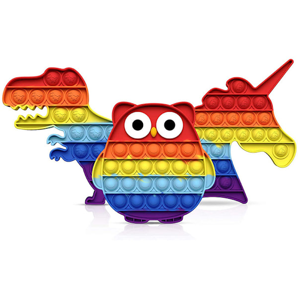 3-pack Regnbågs-Pop Stressavlastande Leksaker, Pop Ljud Sensoriska Fidget T