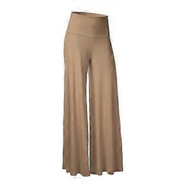 Store størrelser Dame Solid Høy Elastisk Midje Casual Sommer Fit & Flare Bukser (2XL Khaki)