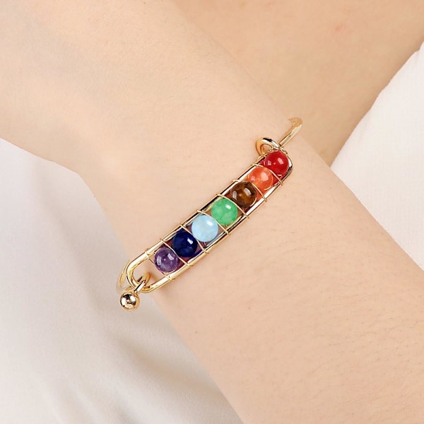 7 Chakra Yoga Meditation Armband Justerbar Healing 6mm Kristallsten