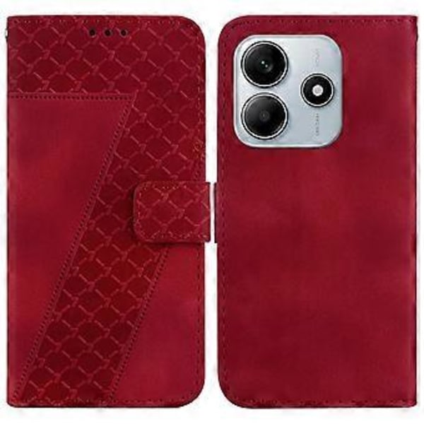 For Xiaomi Redmi Note 14 5G Stativdeksel 7-Formet Mønster Preging Lær Telefondeksel (Stil E)