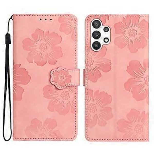 Til Samsung Galaxy A32 5G/M32 5G PU Læder Wallet Cover Blomster Prægning Telefon Cover med Støttefod (Style C)