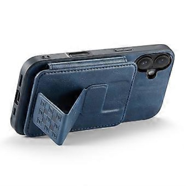 FIERRE SHANN 024 Tyyli iPhone 16 -kotelolle Korttipidike Jalusta Vahamainen Nahka+TPU Puhelinkuori (Tyyli D)