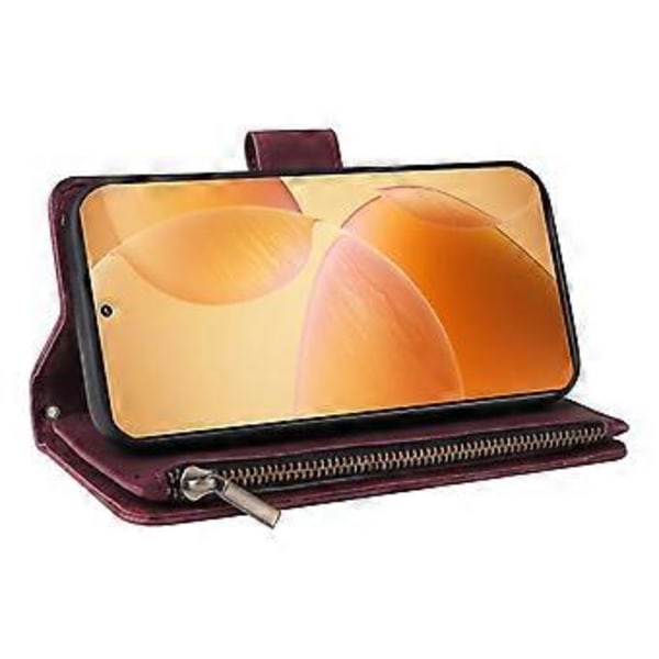 For Xiaomi 14T Pro Deksel Glidelås Lommebok Flere Kortspor Lær Telefondeksel (Stil D)