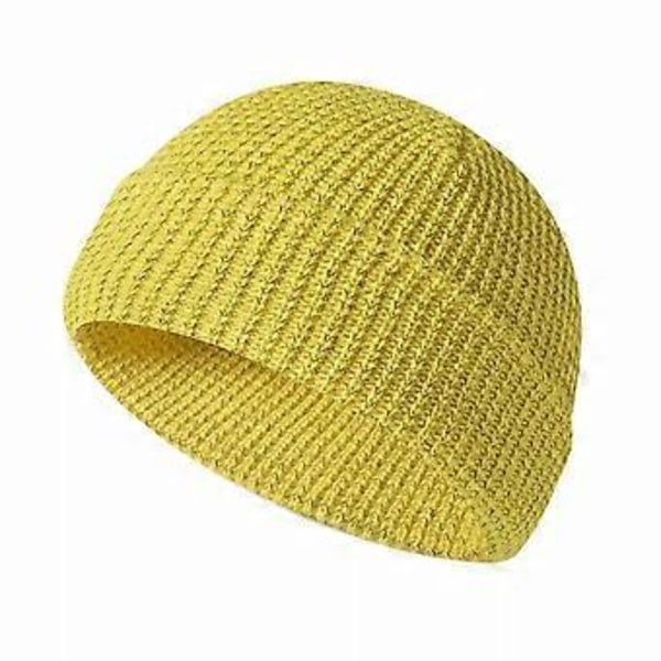 Reflekterende Beanie til Kvinder og Mænd, Fleksibel Reflekterende Beanie Hat, Varmt Strikket Hat (Gul)