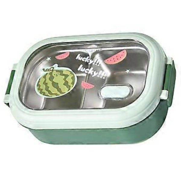 Bento Lounasrasia Kannettava Turvallinen Tiivis Jaettu Ruostumattomasta Teräksestä Valmistettu Termoslounasrasia Opiskelijoille Kouluun Toimistoon, Vihreä