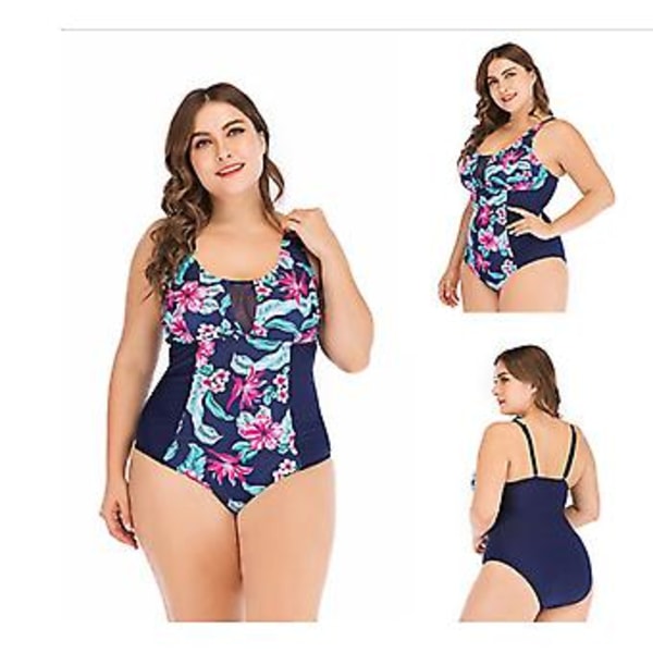 Baddräkt för flickor, siamesisk plus size, sexig, slankande, slimmad, digitalt tryck, M