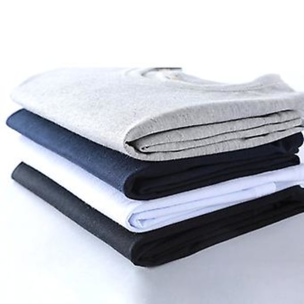 Sommer 2023 Blød Slim T-shirt Mænd Plain Tee Standard Blank T-shirt Ins Tees Top (L Hvid)